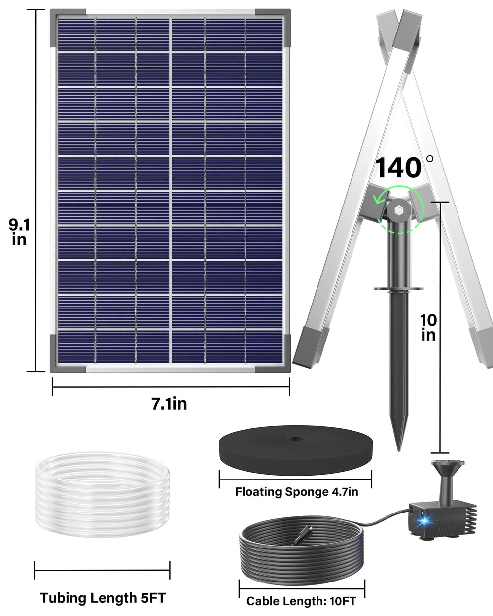 Biling solar water pump installation in garden pond