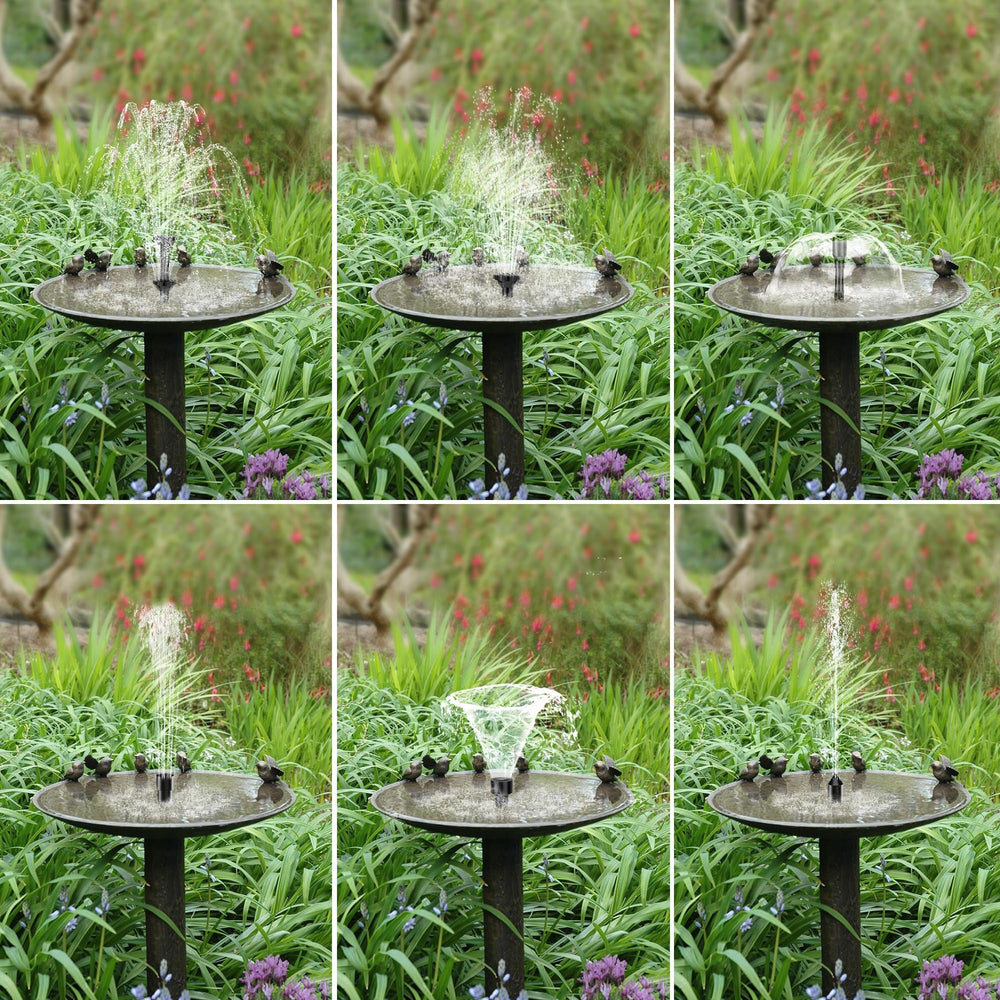 Biling solar water pump installed in a bird bath