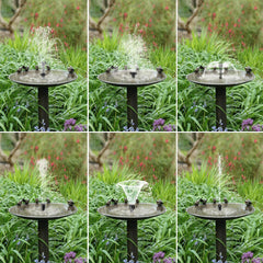Biling solar water pump installed in a bird bath