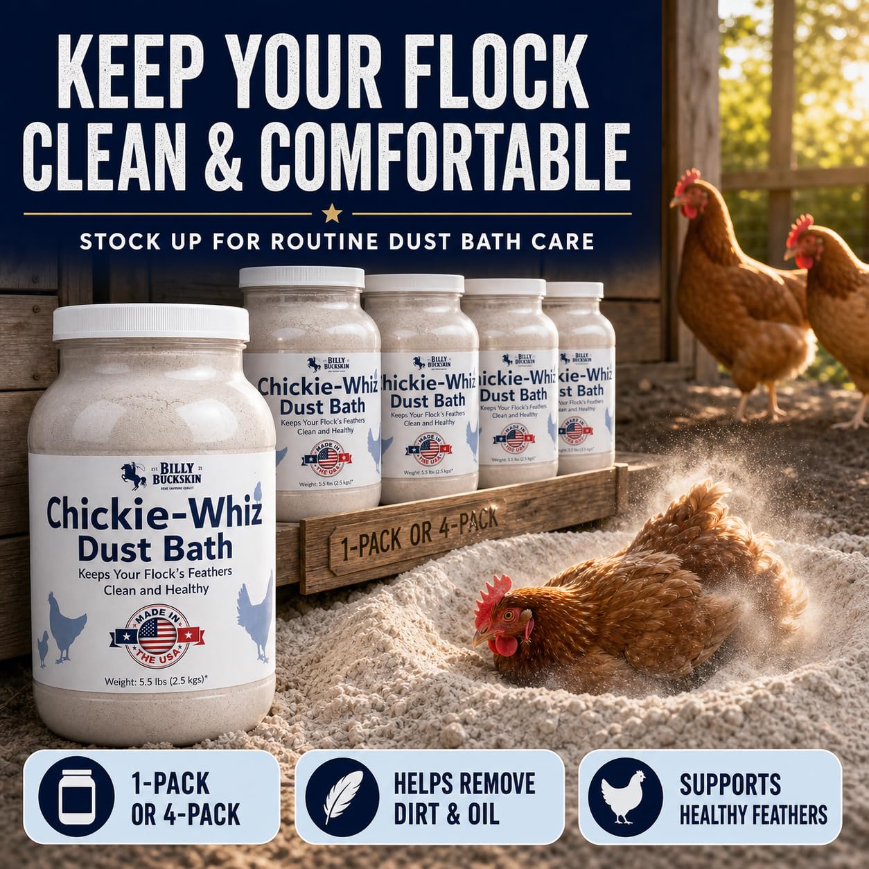 Billy Buckskin Chicken Dust Bath packaging back view