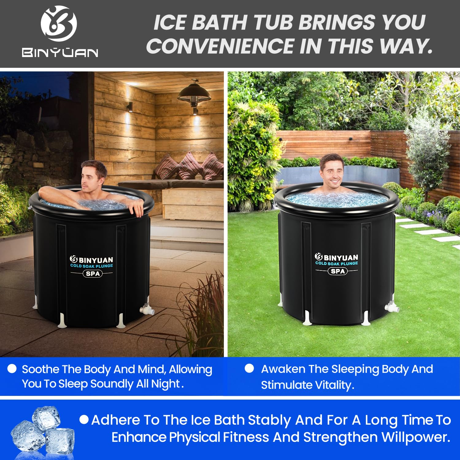 BINYUAN XL Ice Bath Tub filled with water