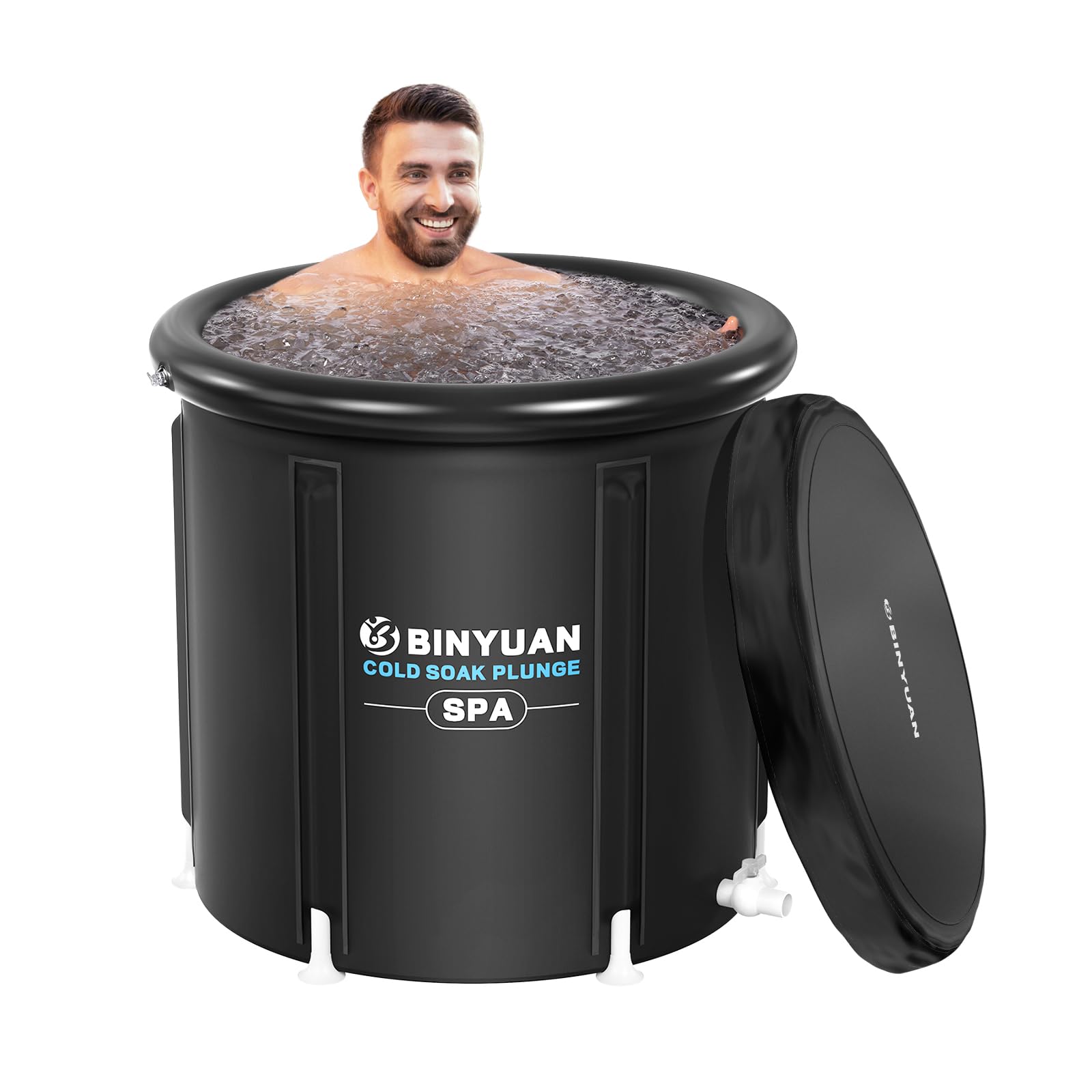 BINYUAN XL Ice Bath Tub front view with cover