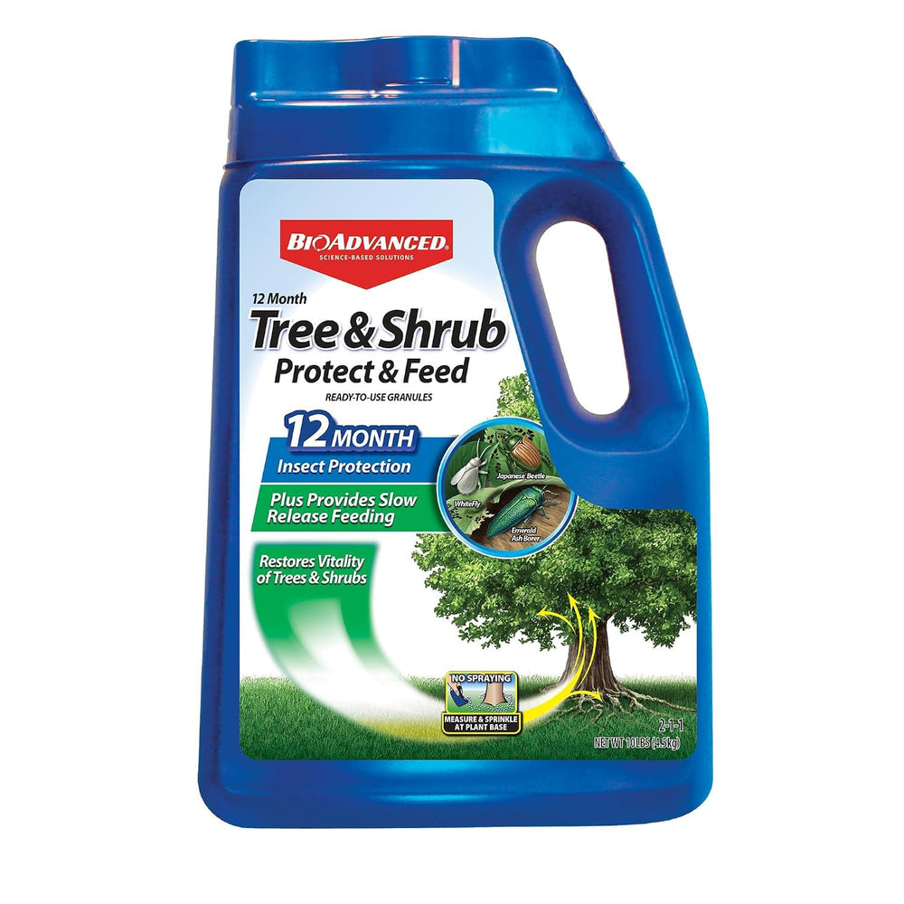 BioAdvanced 12 Month Tree and Shrub Protect and Feed Granules packaging front view