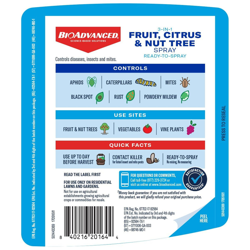 BioAdvanced 3-in-1 Fruit, Citrus & Nut Tree Spray usage on fruit trees