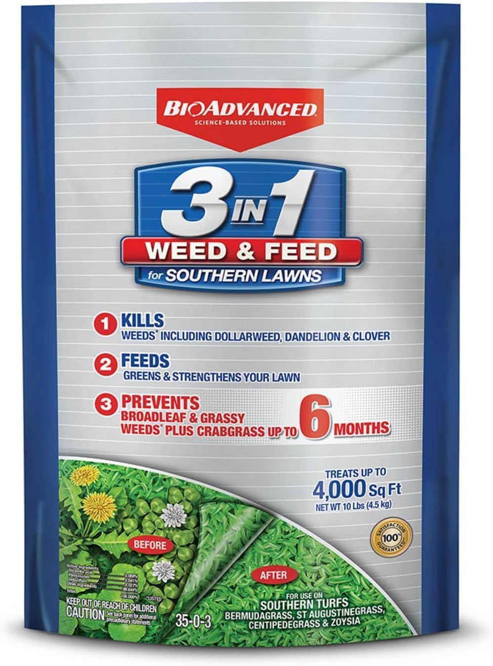 BioAdvanced 3-in-1 Weed and Feed Granules 10 lb front view