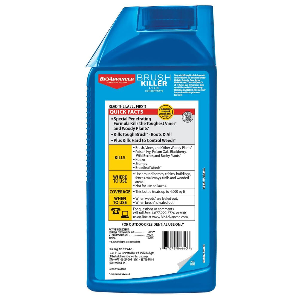 BioAdvanced Brush Killer Plus 32 fl oz bottle with label details