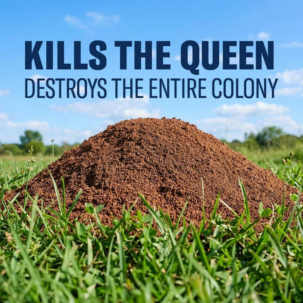 BioAdvanced Fire Ant Killer Dust in use on an ant mound
