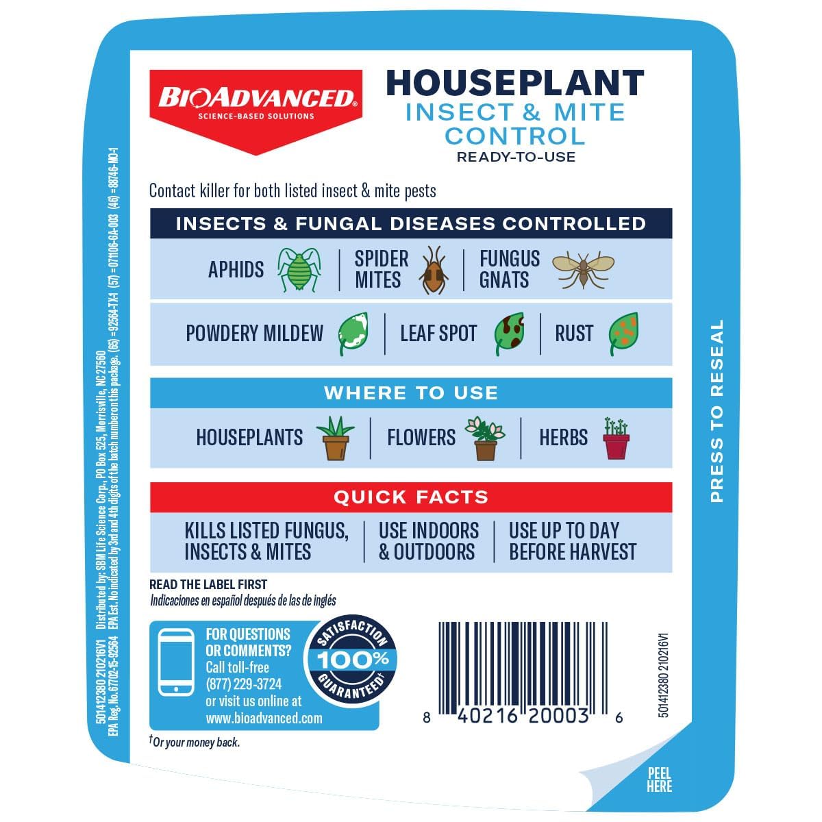 BioAdvanced Houseplant Insect & Mite Control Spray on various houseplants