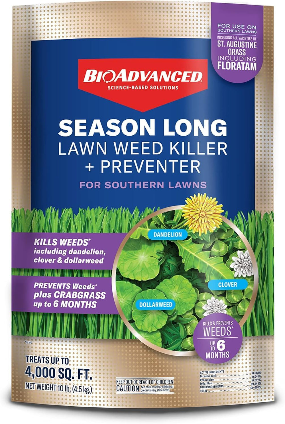 BioAdvanced Season Long Lawn Weed Killer 10 lb front view