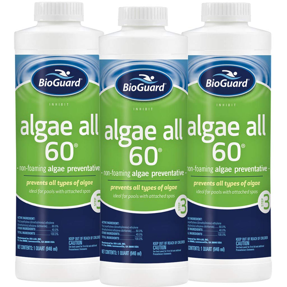 BioGuard Algae All 60 Liquid Algaecide 3 Pack front view