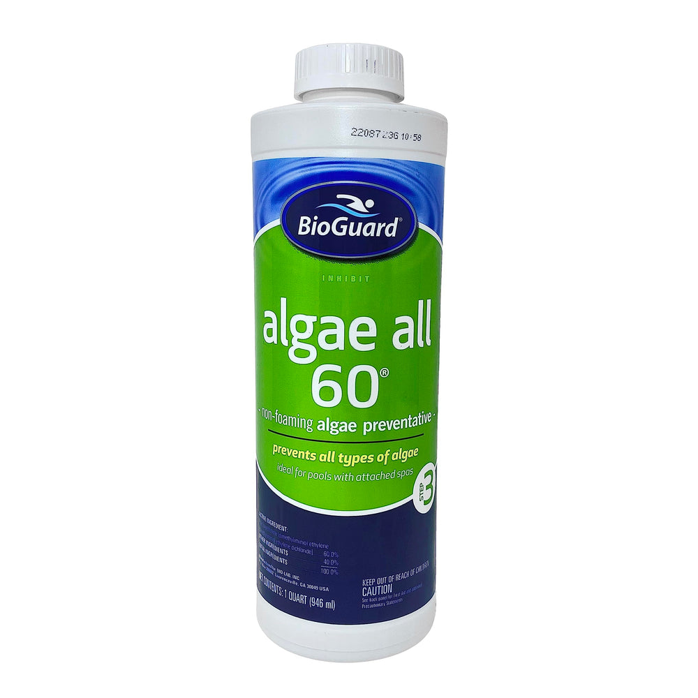 BioGuard Algae All 60 non-foaming algae preventative, 1 quart bottle front view