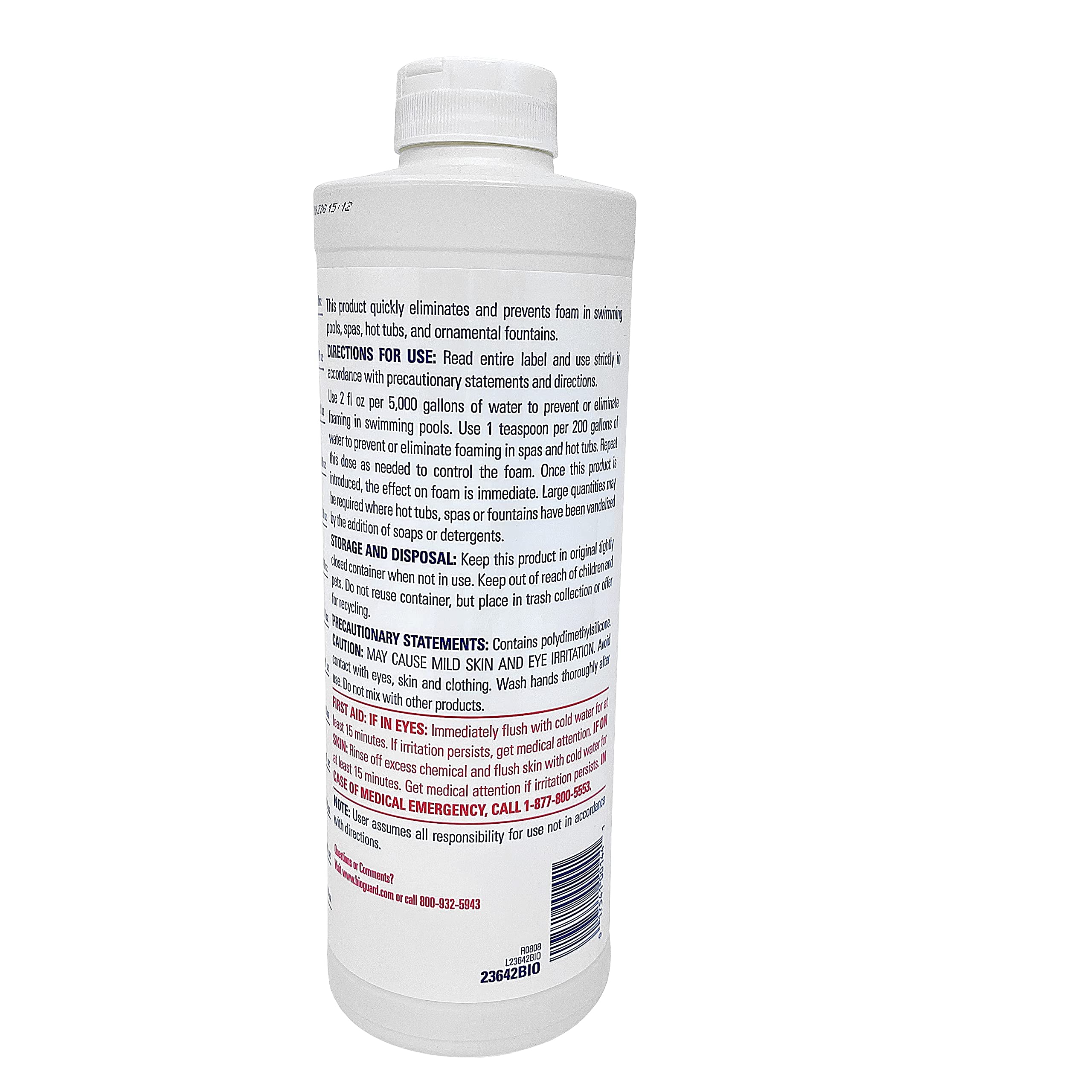 BioGuard Anti Foam Swimming Pool Foam Eliminator label close-up