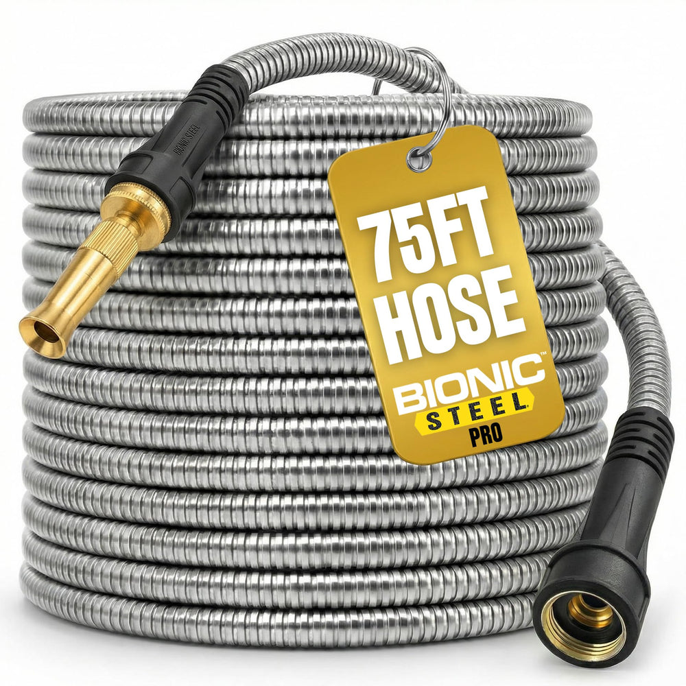 BIONIC STEEL PRO 75 Ft Garden Hose with brass nozzle