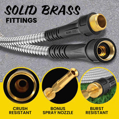 BIONIC STEEL PRO garden hose laid flat on a patio