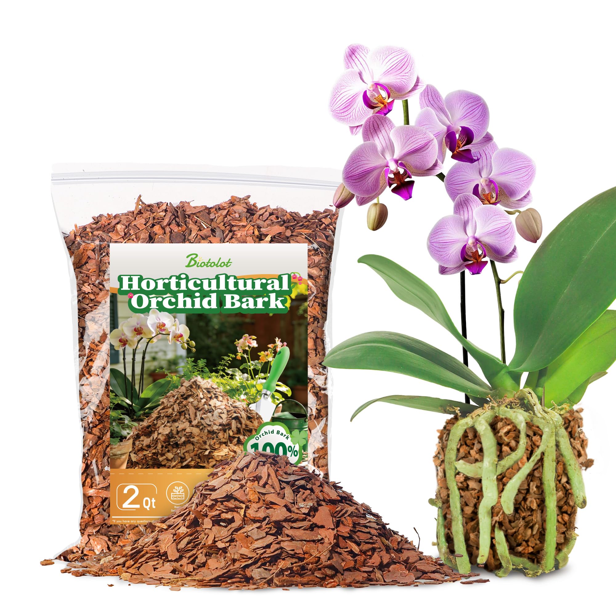 Biotolot Orchid Bark 2qt bag front view