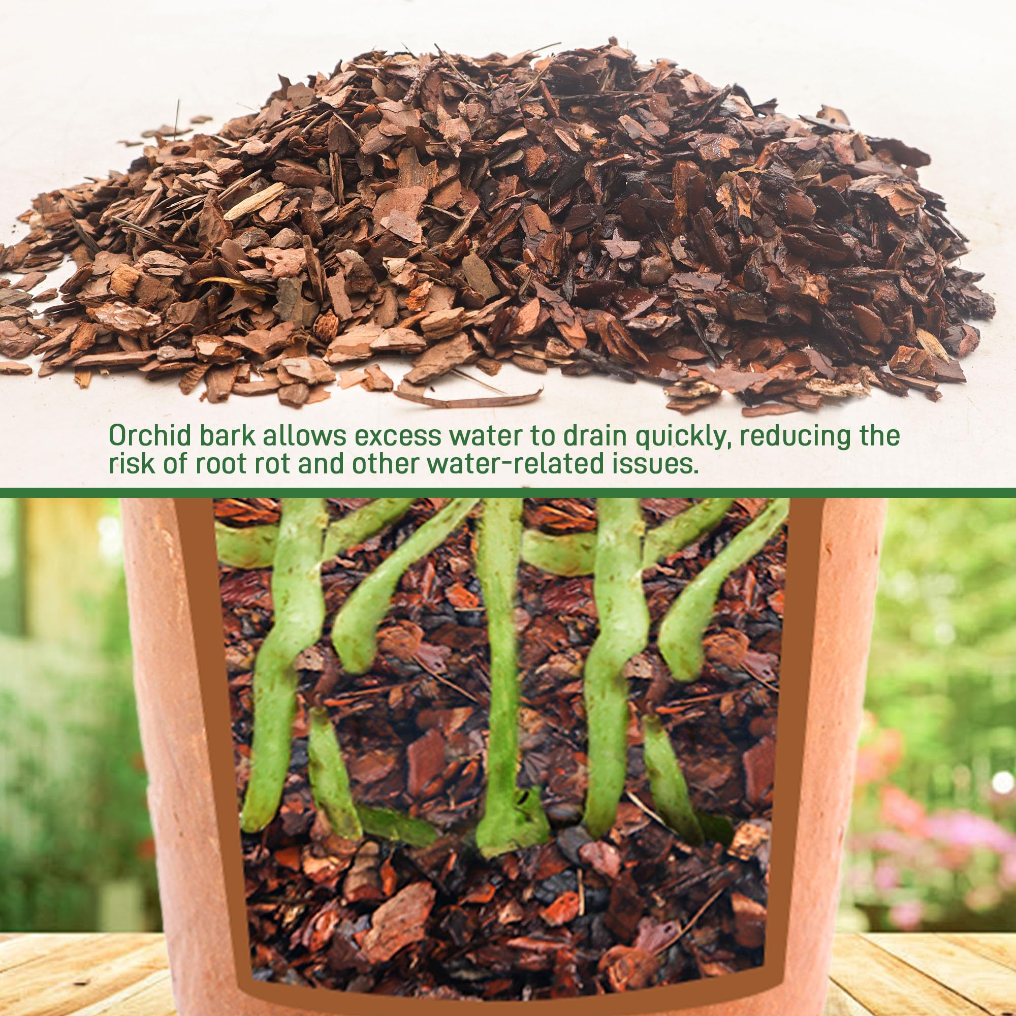Biotolot Orchid Bark used in garden setting