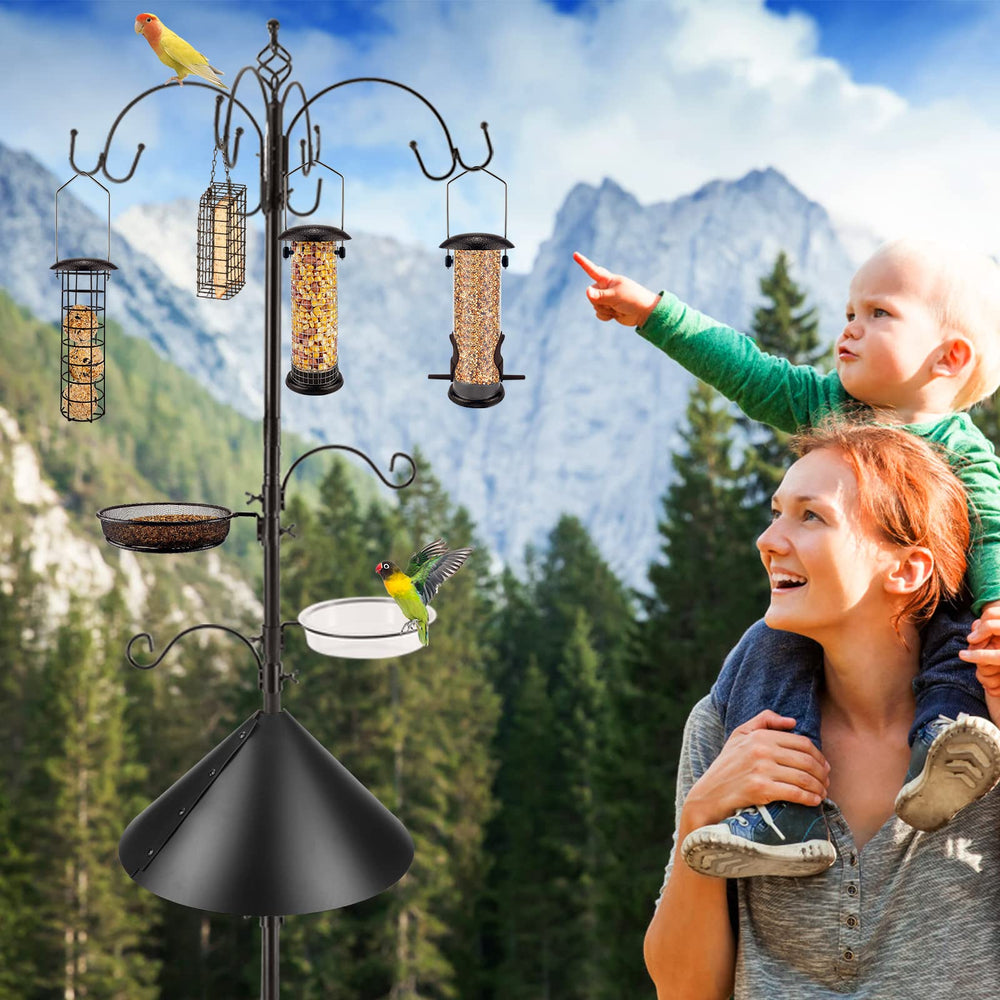 Bird Feeding Station Kit in a garden setting with birds feeding