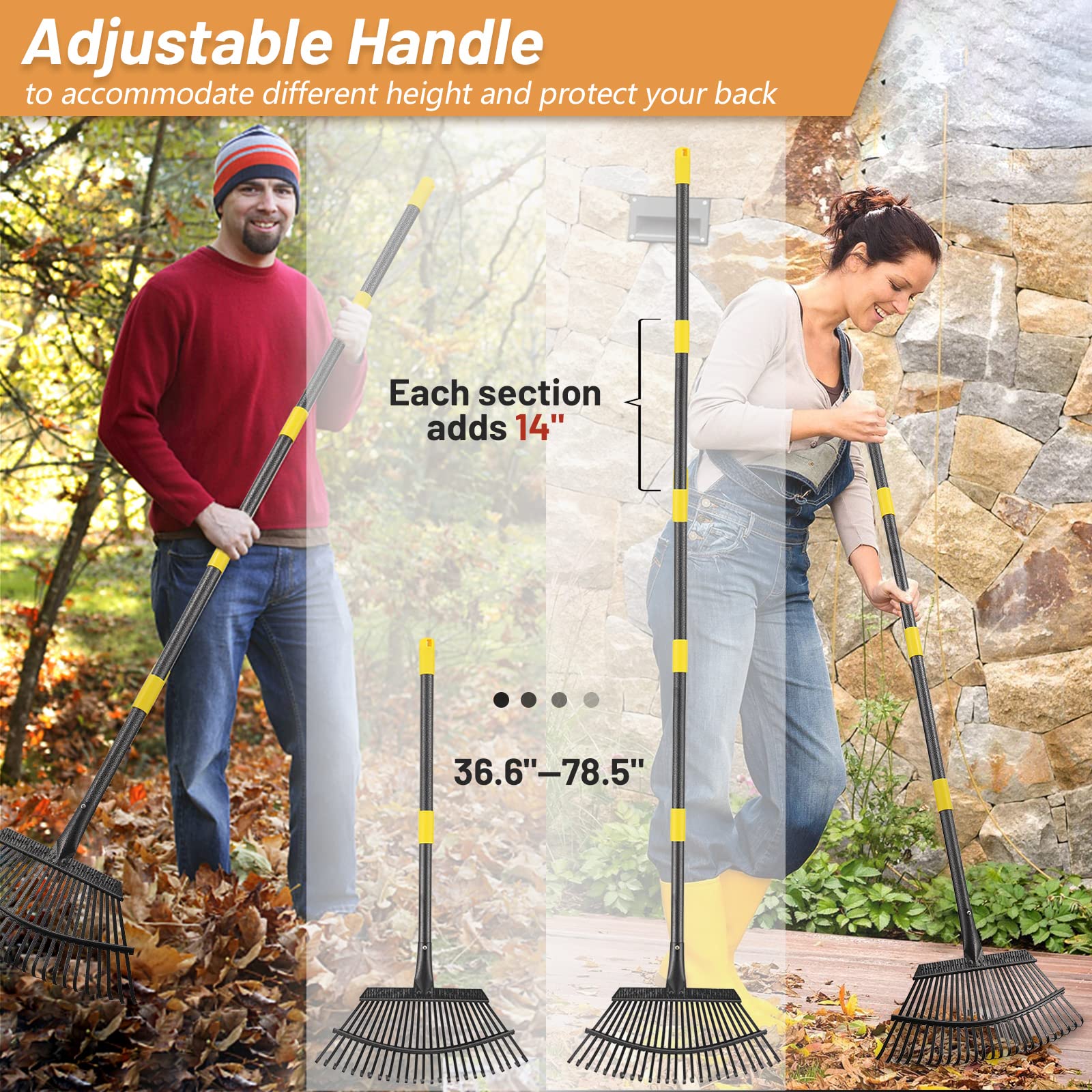 Bird Twig Garden Rake assembled in a garden setting