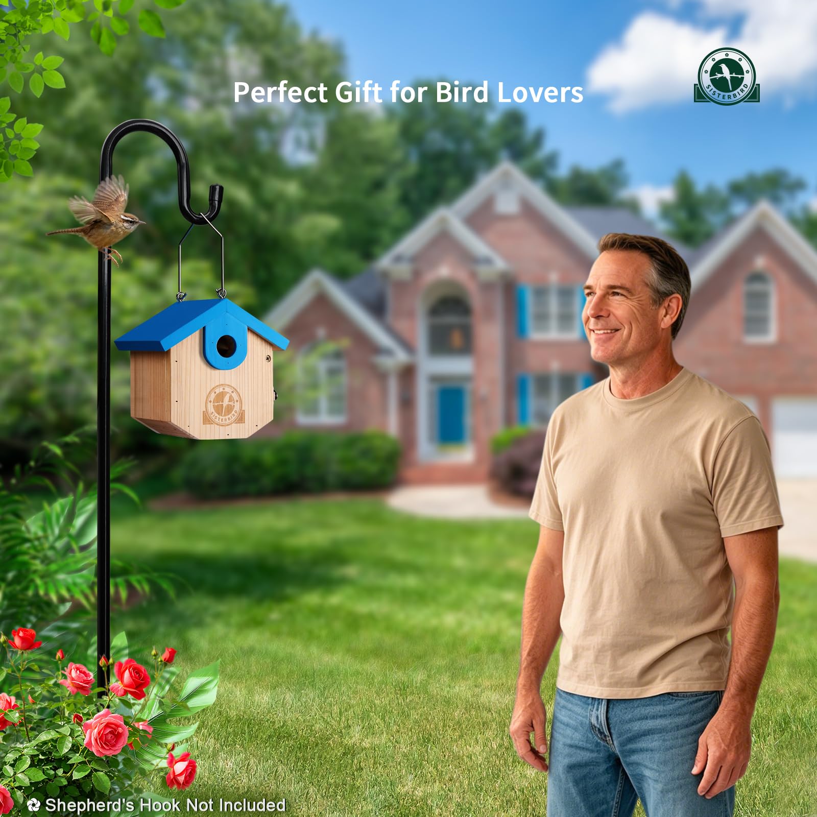 Birdhouse displayed in a garden setting