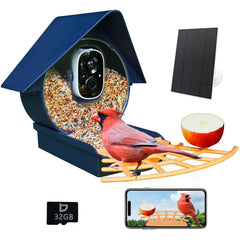 Birdkiss Smart Bird Feeder front view in Diamond Blue