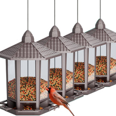 Birdream 4 Pack Bird Feeders in Brown with Retro Pagoda Design
