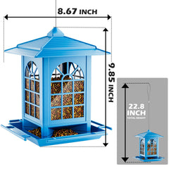 Birdream bird feeder blue courtyard-style design with seeds