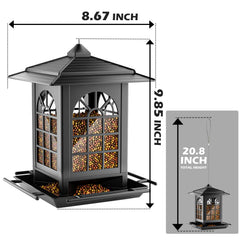 Birdream bird feeder filled with seeds, outdoors