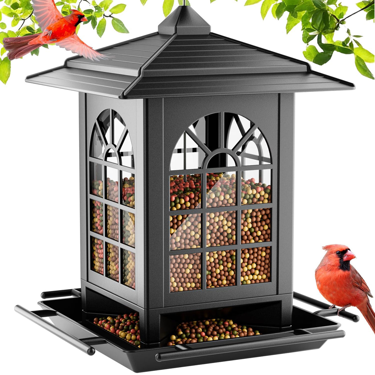 Birdream Bird Feeder front view in black