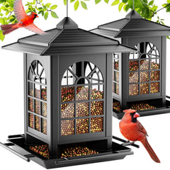 Birdream bird feeder side view showing clear panels