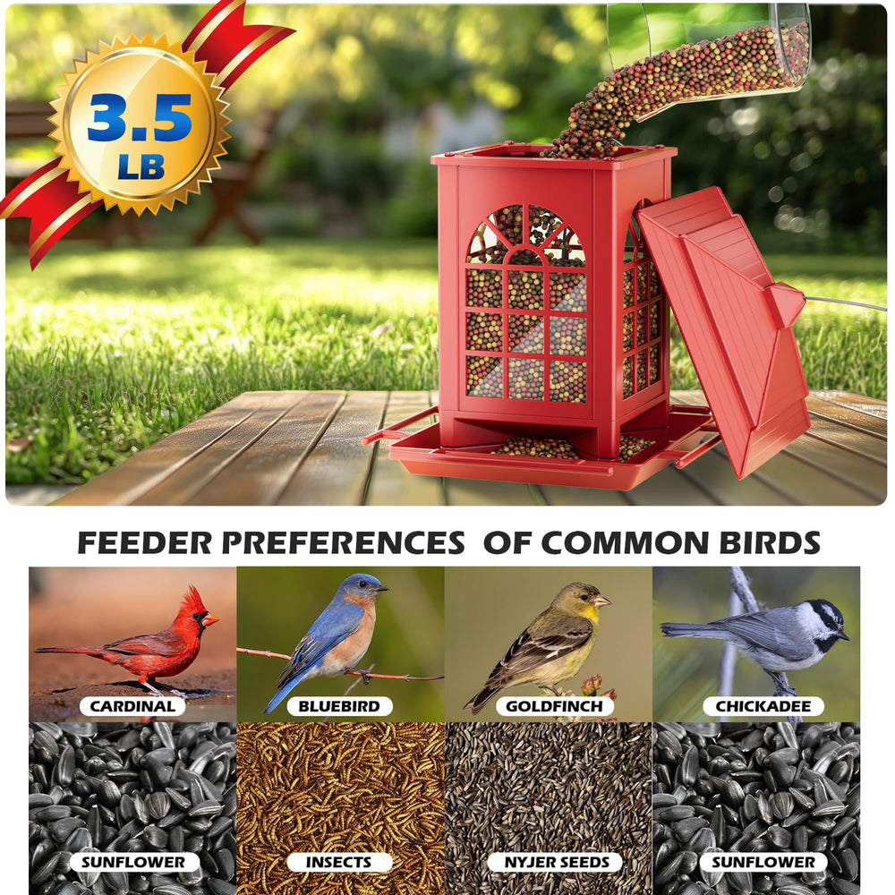 Birdream bird feeder side view with clear panels