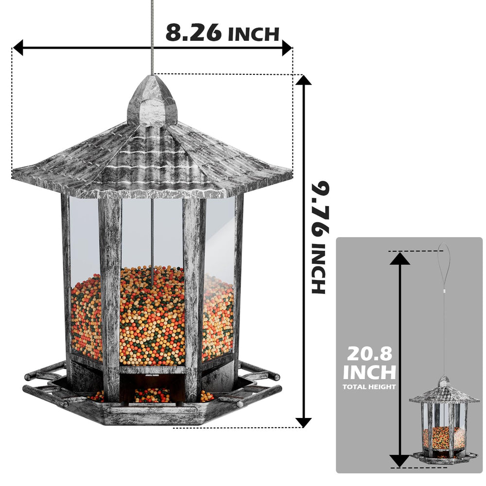Birdream bird feeder with seeds visible