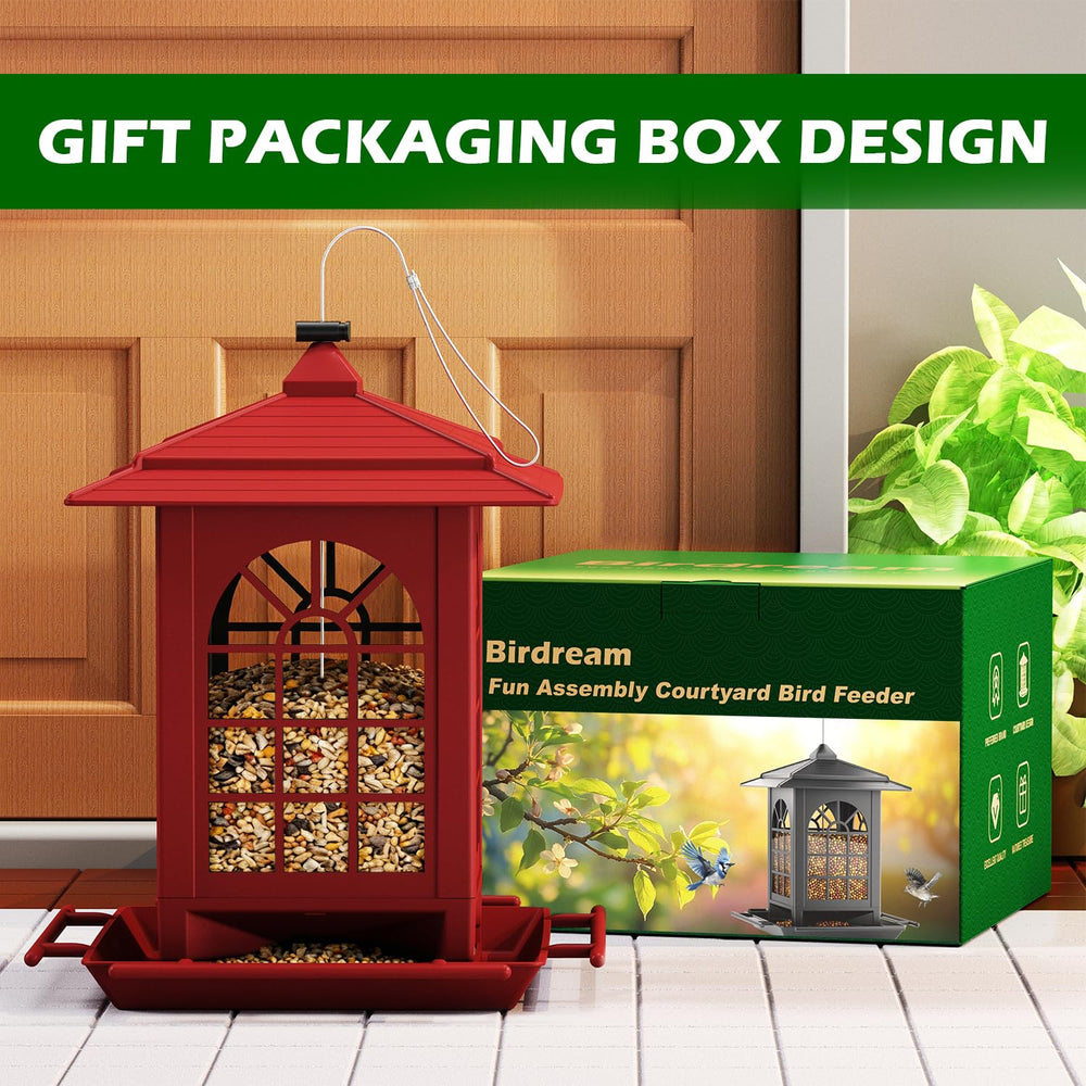 Birdream bird feeder with sunflower seeds inside