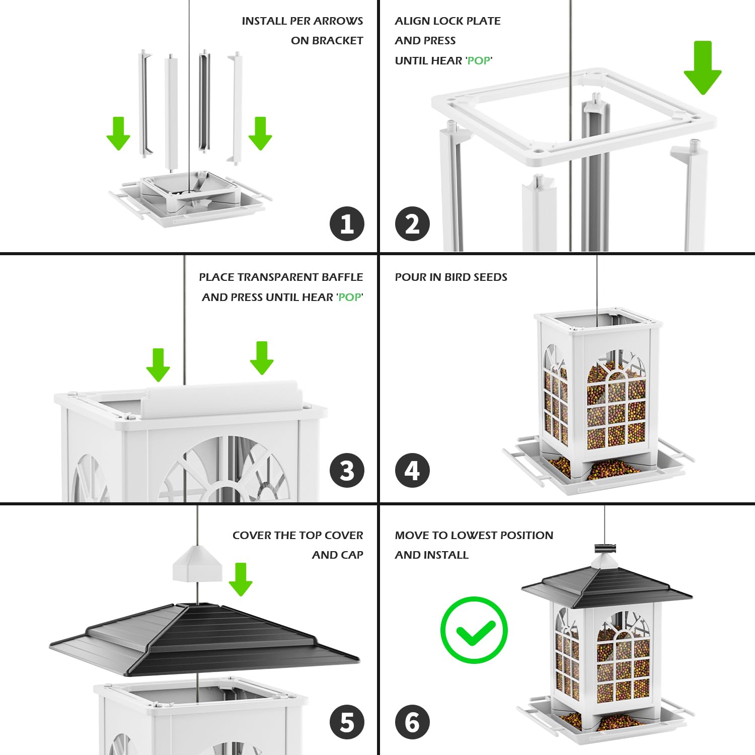 Birdream feeder showing clear panels and wide opening
