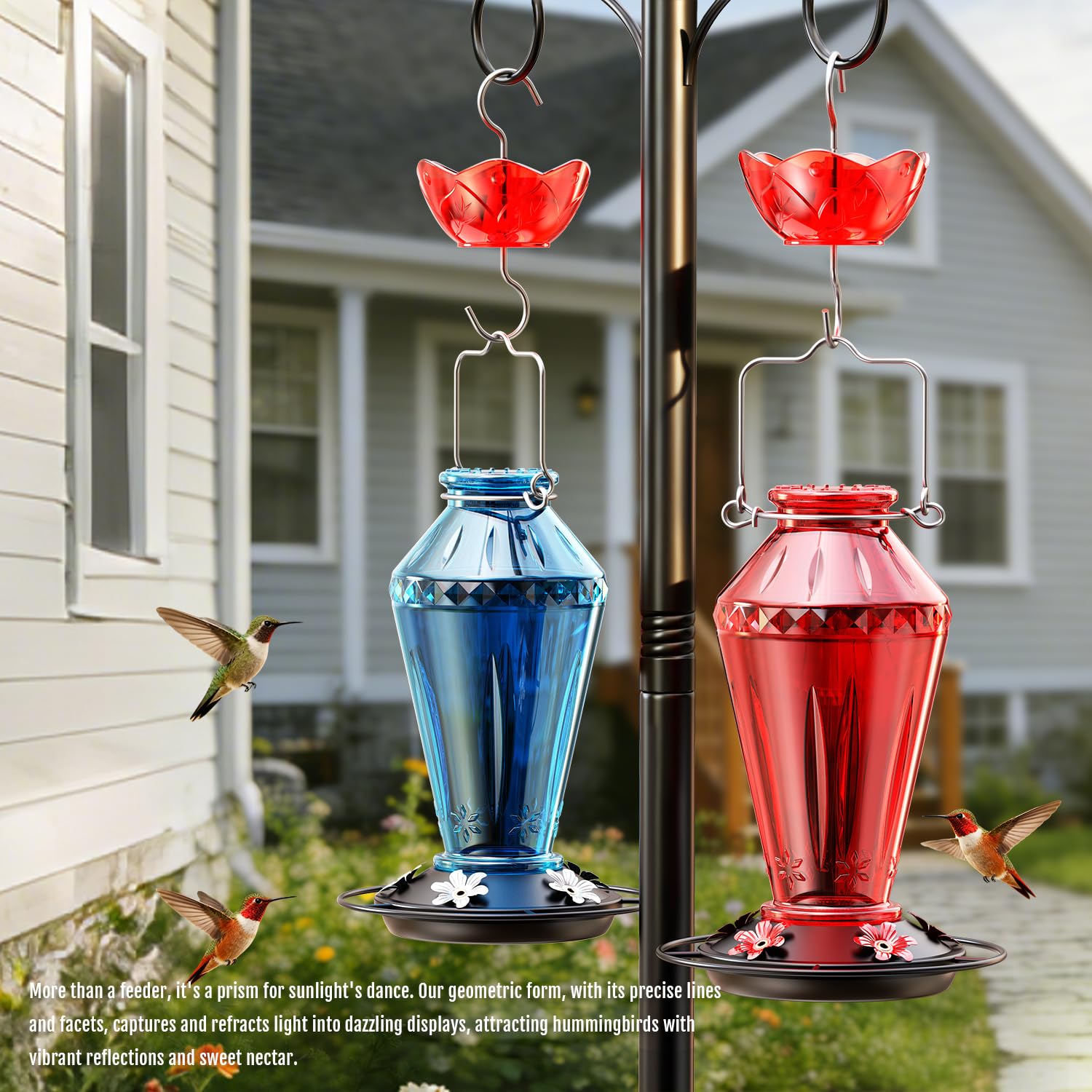 Birdream Hummingbird Feeder displayed in a garden setting