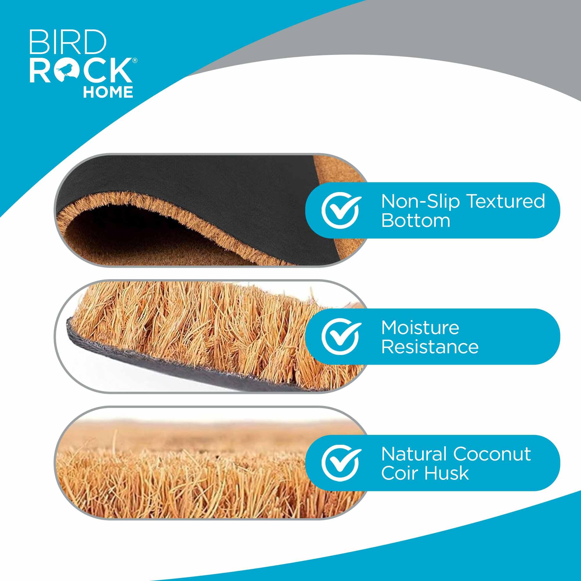 BIRDROCK HOME Doormat with a black border on a porch