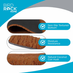 BIRDROCK HOME Go Away Coir Doormat close-up of vinyl backing