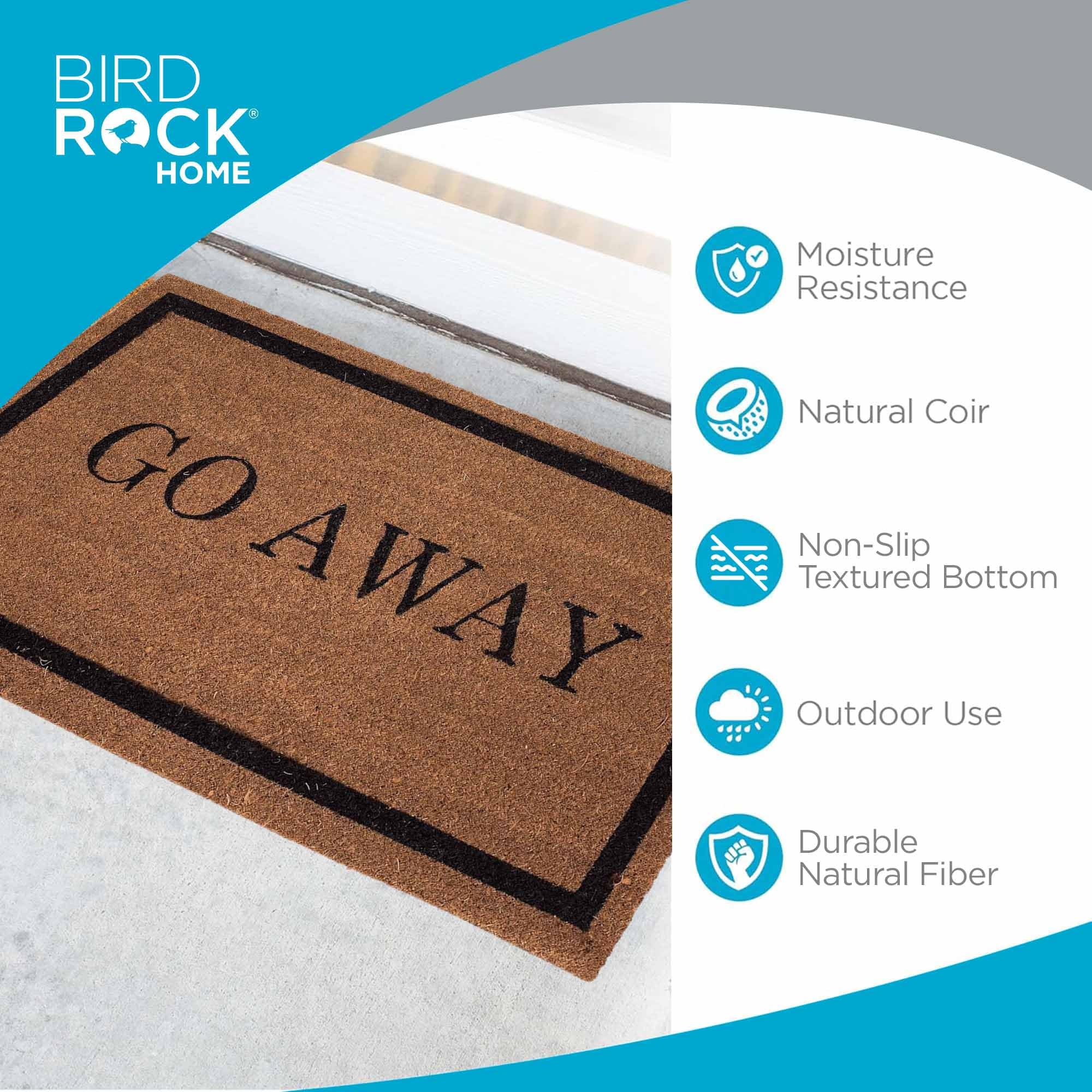 BIRDROCK HOME Go Away Coir Doormat on porch setting