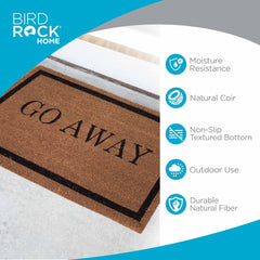 BIRDROCK HOME Go Away Coir Doormat on porch setting