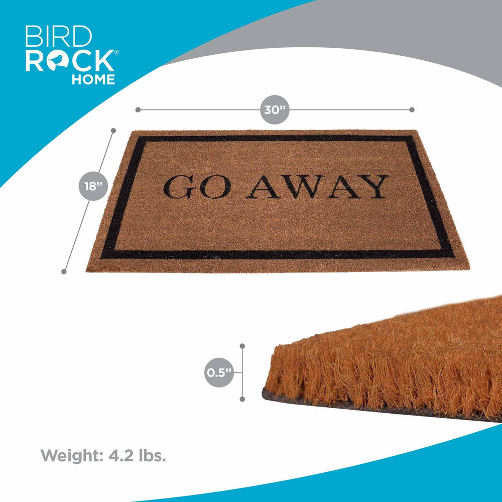 BIRDROCK HOME Go Away Coir Doormat side view showcasing natural coir material