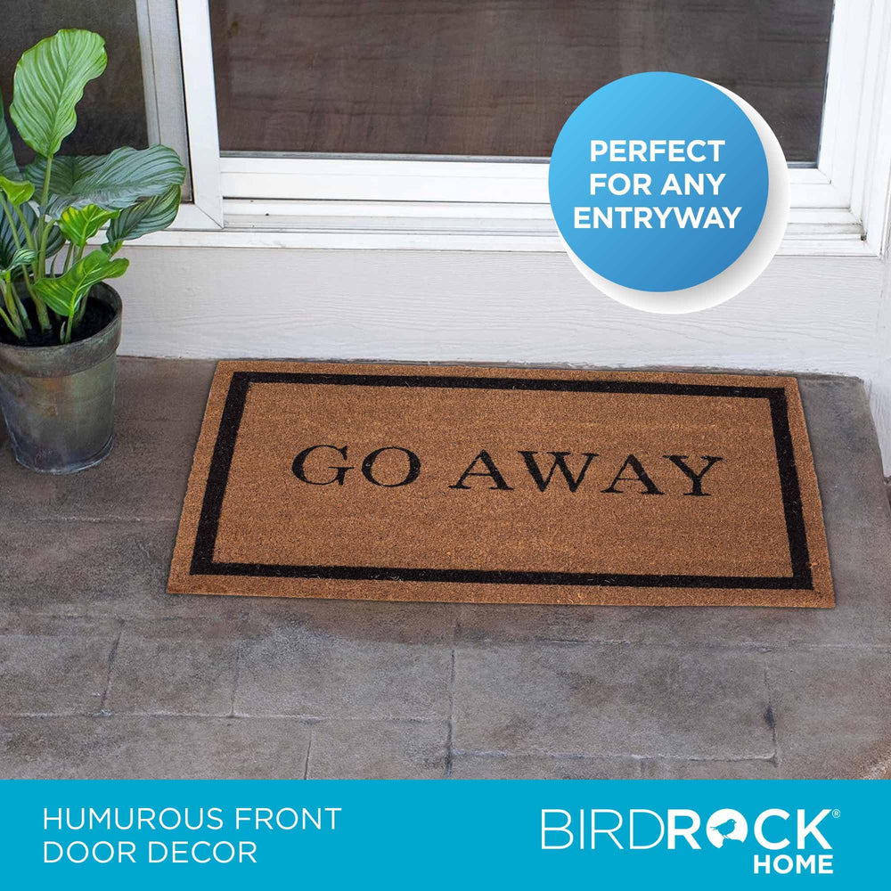 BIRDROCK HOME Go Away Coir Doormat with humorous message visible