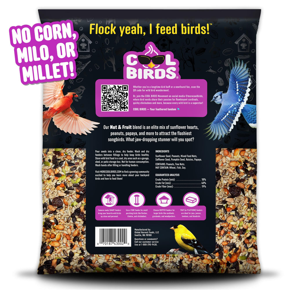 Birds enjoying COOL BIRDS Nut & Fruit Wild Bird Seed