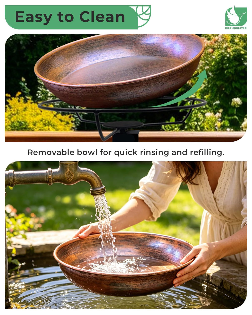 Birds enjoying water from the OUISJYER bird bath