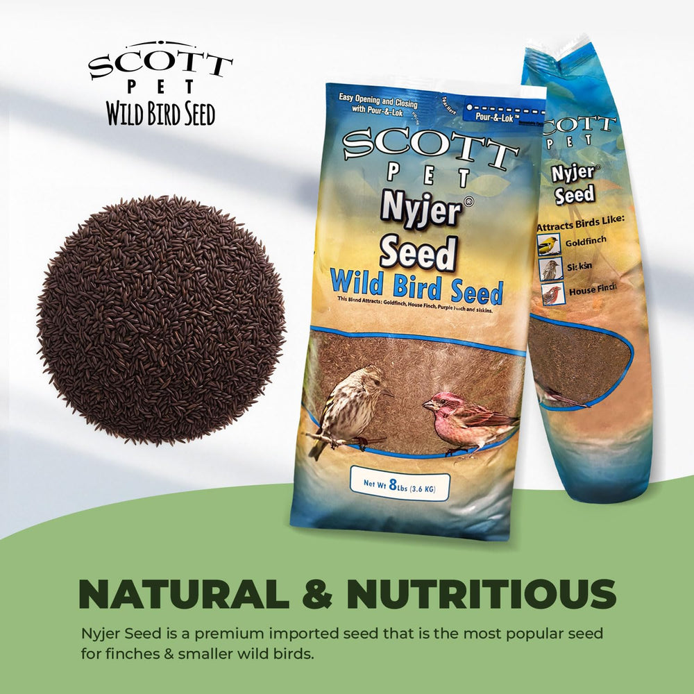 Birds feeding on Scott Pet Nyjer Seed outdoors