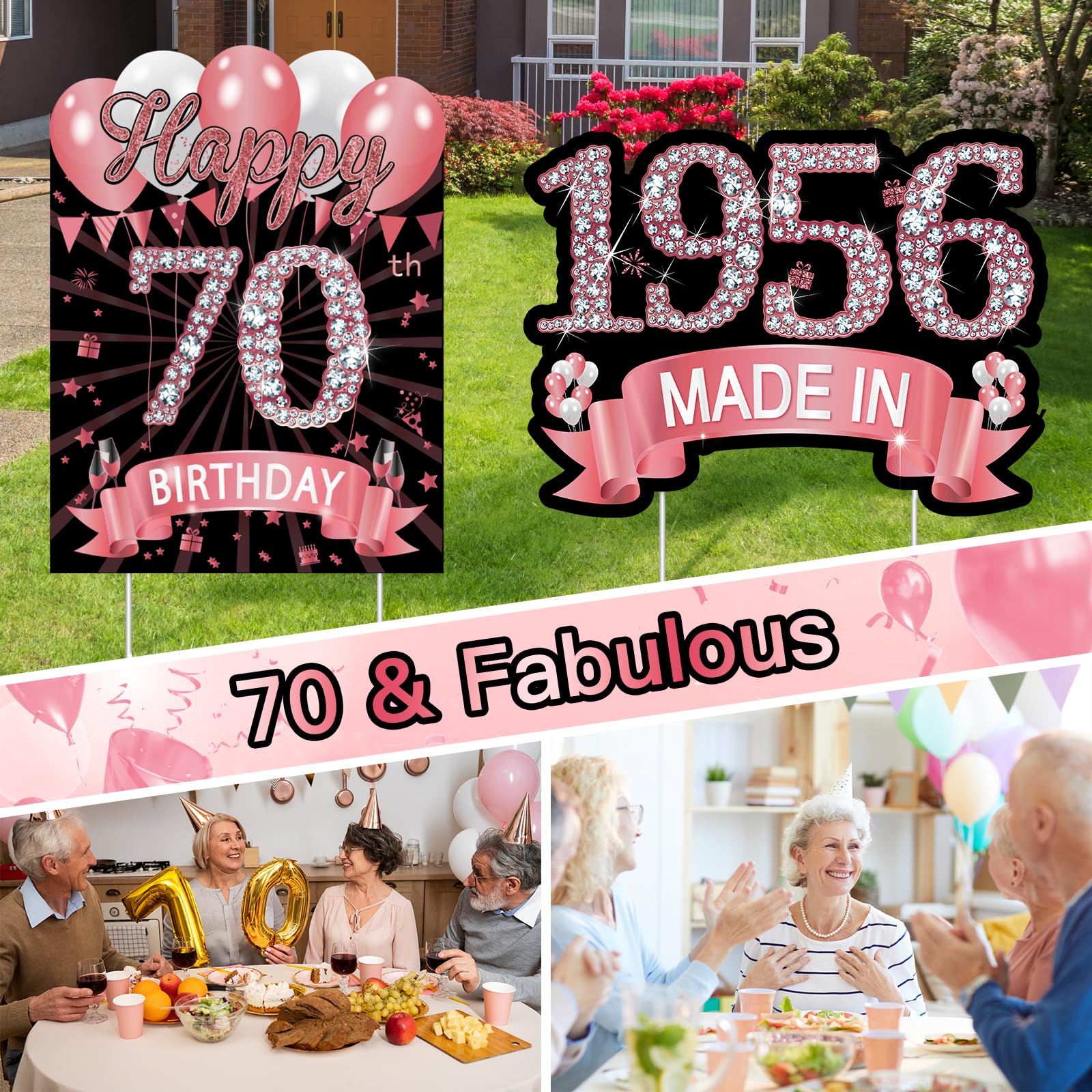 Birthday cake sign included in the 70th birthday yard sign set