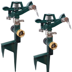 Biswing 2 Pack Impact Sprinkler Head with Metal Spike Green