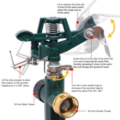 Biswing impact sprinkler head on metal step spike in garden