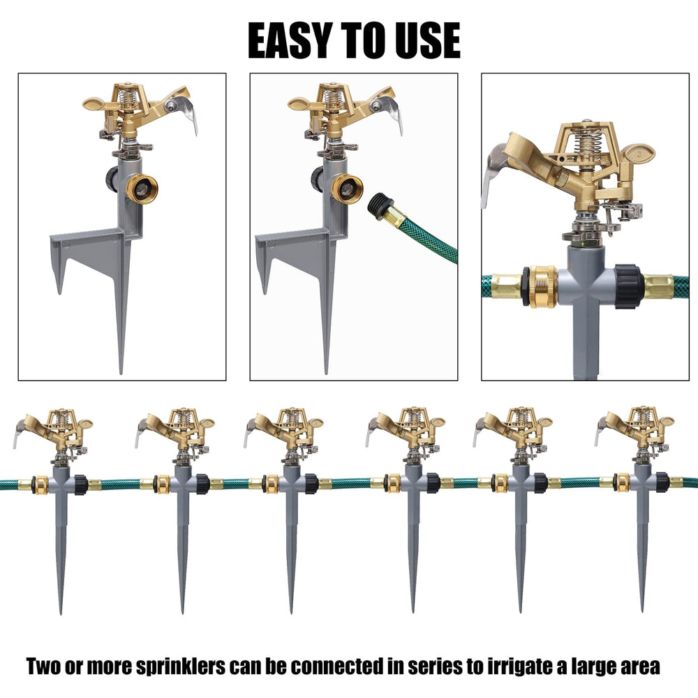 Biswing impact sprinkler head with water spraying in garden