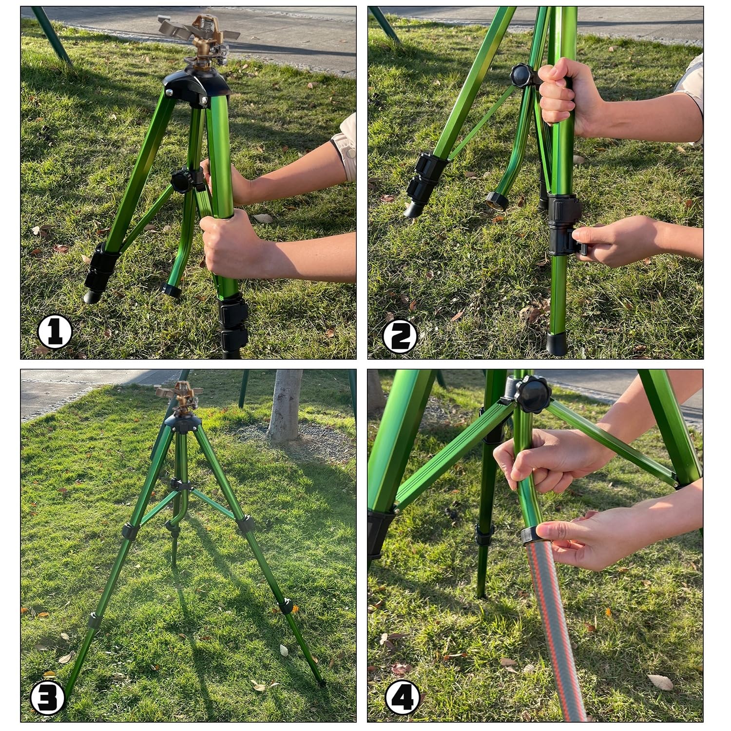 Biswing Impact Sprinkler with garden hose attached