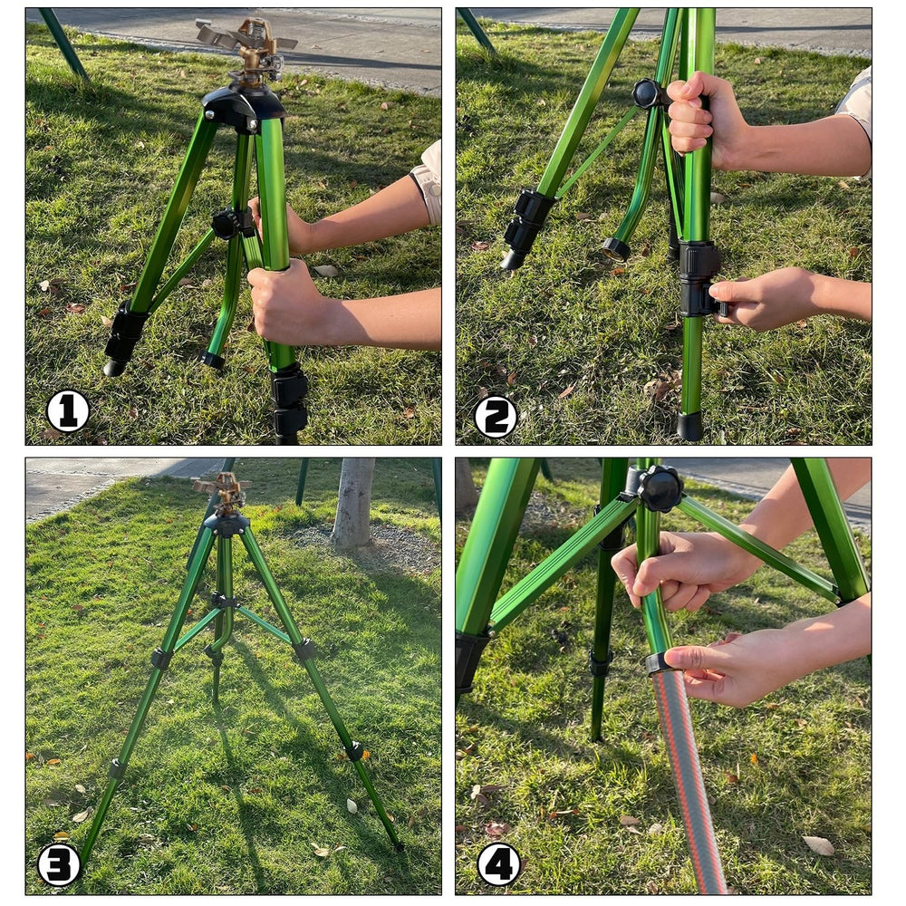 Biswing Impact Sprinkler with garden hose attached