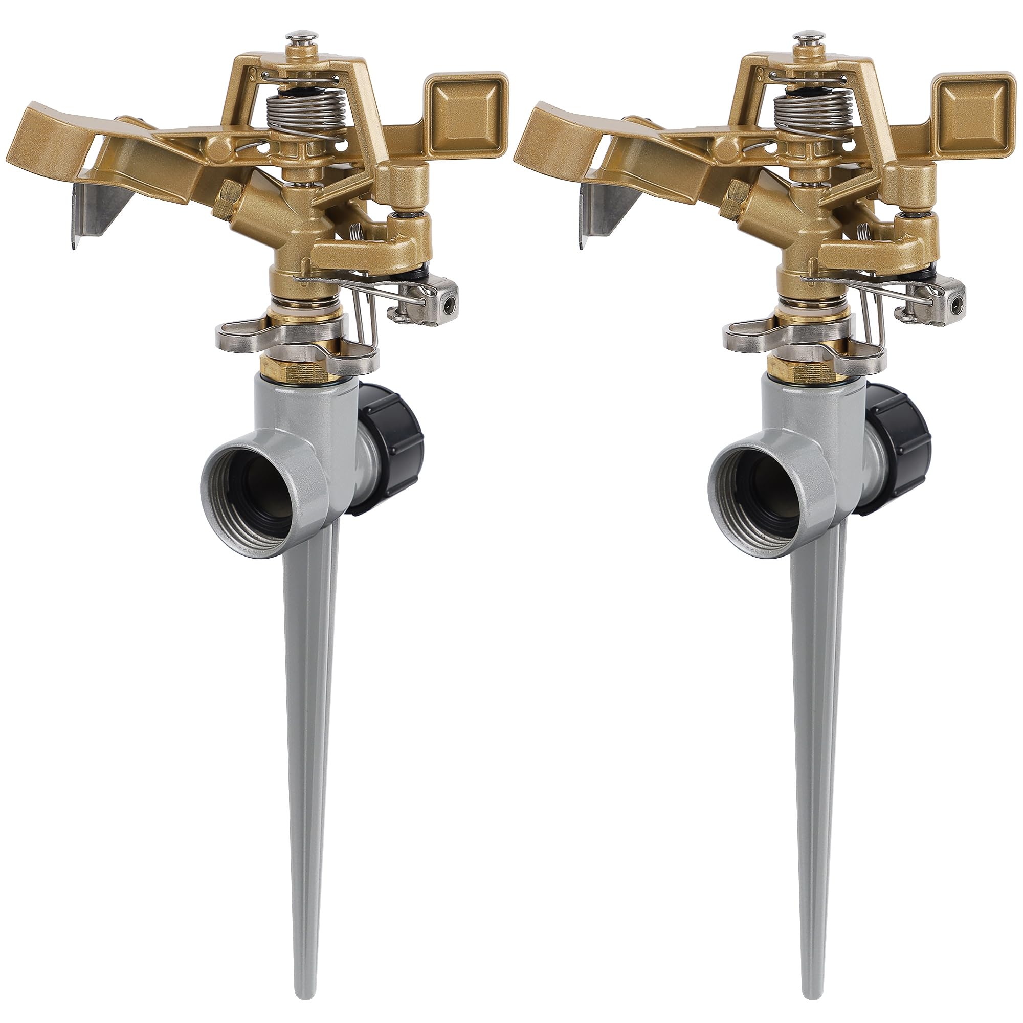 Biswing impact sprinkler with spike base, gray